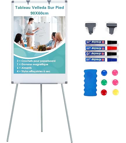 Bloc De Papier Chevalet BoardsPlus - Lot De 5 Blocs A1 - 60 G/m² - 20 Feuilles Par Bloc - Blanc Uni