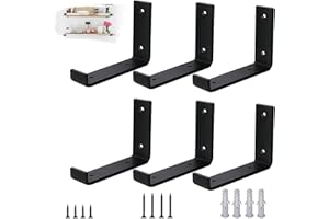 VTOPVMAX Pack de 6 Soporte Estanteria Pared para Balda Flotante - Escuadras Metalicas 0,5 cm de Espesor, Soporte Baldas Pared Industrial en Color Negro Moderno para Estanterias de Diseño, 15 cm