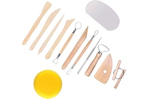 GOGOU 13 Pcs Poterie Adulte Kit, Kit Sculpture Argile Polymère Céramique Outil Terra Outils de Modelage pour Adulte Enfant Débutant Poterie