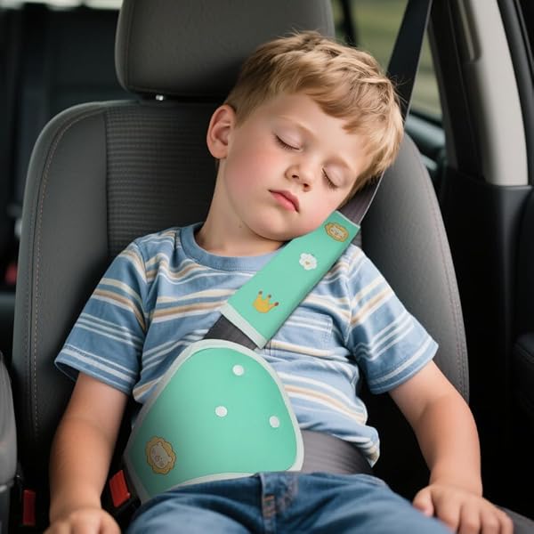 Protège Ceinture De Sécurité En Velours - 2 Pièces, Réglable, Motif Nuage, Pour Voiture, Poussette