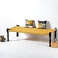 FURNWEAVE Solid Sheesham Wood Handmade Rajasthani Charpai | Cotton Rope Khatiya Charpai Single Bed Without Storage| Wooden Cot Bed | Khatiya-Khaat| 6x3 Feet | Yellow