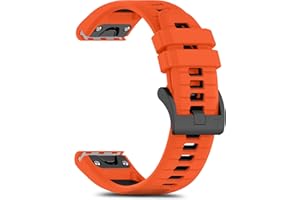 RoYiio Silikonowy pasek do zegarka Garmin QUICKFIT 22 mm, miękki, oddychający, regulowany, sportowy pasek kompatybilny z Garmin Fenix Quatix 7, 6 5X Pro MARQ Approach S62 S60, pomarańczowo-czarny, für