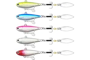 TUXIBIN 5 Piezas señuelos de Pesca, señuelos de Pesca Spinning mar señuelos Artificiales, señuelos de Pesca para Perca, Trucha, Lucio, lucioperca, bagre, Kits de Señuelos
