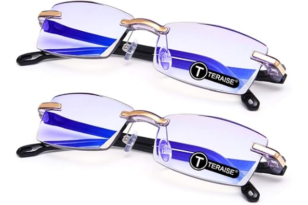 TERAISE Lunettes de lecture sans monture Design de coupe de diamant Mode Anti-Fatigue Lentilles de lecture transparentes pour hommes