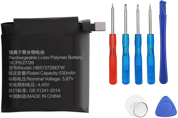 Swark 530 mAh ersättningsbatteri HB572728EFW kompatibel med Huawei Watch GT 3 Pro 46 mm + verktygssats ((Passar inte för GT 3)