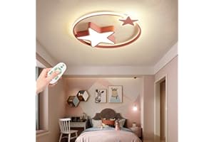 AUCF LED Enfants Plafonnier Étoile Lampe Garçons Et Filles Chambre Spots De Plafond Dimmable Avec Télécommande Lumière Éclairage Salon Chambre D'enfants Salle À Manger Lampe Décoratif,Rose,45cm