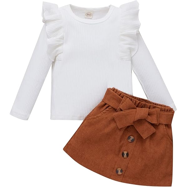 Vestito Bambina LUVCES 2 Pezzi | Top Manica Lunga E Gonna Con Fiocco | Autunno/Inverno - Foto 4