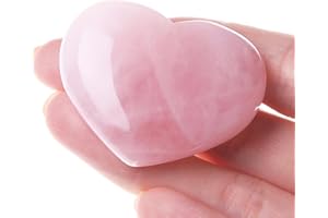 GUJOXILA 1.8" Rose Quartz Crystal Heart Crystals Gifts for Women Gemstones Pink Ornaments Love Polished Nature Protection Reiki Balancing Spiritual Meditation Stones