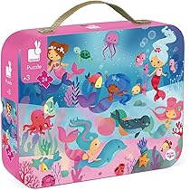 Janod - Child Puzzle Mermaids 24 Pieces - Educational Game - Fine Motor Skills And Concentration - Case With Handle - Made In France And Fsc Certified