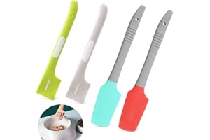 CUYACILI 4 Pièces Pet Food Can Cuillères Animal de compagnie Silicone Pet Scelling Cuillères à Long Manche pour Chat Chien Spatule et cuillère de mise en conserve (Rouge,Bleu,Gris,Vert)