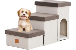 ARKYOMI Schody dla psa do łóżka, składane schody dla psa z miejscem do przechowywania na łóżko, sofę, wysokość 44 cm, schody dla zwierząt domowych dla zwierząt domowych