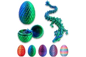 Eryndis Drago Stampato in 3D Nell'Uovo, 3D misterioso drago giocattolo, Drago di Cristallo Articolato con Uovo di Drago, Adatto Decorazione per la Casa, Giocattoli da Scrivania(Radiante verde)