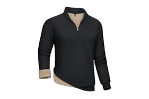 KEFITEVD Men's Sweatshirts Sherpa Fleece Lined Jumper Thick Warm Winter Pullover 1/4 Zip Casual Winter Thermal Top