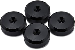 PrecisionGeek - Podkładki Pod Kolce Głośnikowe Średnica 20mm L- 8mm, Aluminium Czarne (4 sztuki)