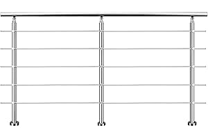 AICA SANITAER AICA Barandilla de escalera de acero inoxidable - pasamanos de escalera para interior y exterior escaleras, parapeto, balcón (200 cm 5 barras transversales ）