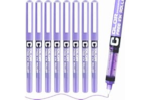 AYGORI 8 Purple Pen, Back to School Supplies, Smooth Writing Purple Pens for School, 0.5mm Rollerball Ink Pens for Writing, Marking, Colouring, Kids, Adults, Office Stationery Supplies set