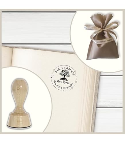 Timbro Personalizzato Per Libri In Legno - Ex Libris Con Gomma, 4 Design, Ideale Per Biblioteche, Insegnanti E Appassionati - Foto 6