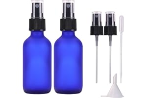 LIYUABU Bottiglie Spray Vetro Blu Smerigliato 60ml, piccole bottiglie spray riutilizzabili ricaricabili dell'atomizzatore della nebbia fine per olio essenziale, aromaterapia, profumi, pulizia (2 pezzi)