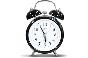 OWill 10,2 cm (ca. 10,2 cm) Doppelglocken-Wecker mit dreidimensionalem Zifferblatt, einfacher Wecker mit lautem Klingeln