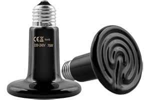 CALDARAX 2 Pezzi E27 75W Lampadina Riscaldante in Ceramica 220-240V, Rettile Lampada a Infrarossi Riscaldante, per Anfibi e Rettili Tartaruga, Uccelli, Lucertola, Pulcino, Serpente