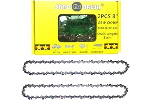 SAND DR BRUSH Cadena de sierra para recargable Mini motosierra 8 Pulgadas 2pcs， Paso 1/4"，Calibre 0.043”(1.1mm)，Número 48DL，longitud de cadena 31cm，Guía 26cm， Cadena de repuesto para Tesouras de podar