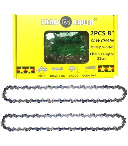 Lot De 3 Chaînes Pour Tronçonneuse 8 Pouces - Pas 1/4 LP, épaisseur 0.043, 45 Maillons, Compatibles SEESII