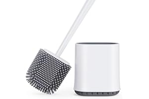 SEPTSEVEN Brosse Toilettes WC,Balai WC vec Séchage Rapide Support Ventilé,Balayette WC vec Poils Silicone pour Un Nettoyage en Profondeur,Toilette de Salle de Bain (Blanc_1 Pcak)