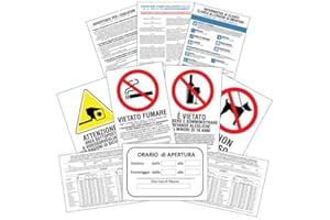 Pack 10 cartelli START-UP adesivi obblighi per locali, bar e ristoranti - regole sicurezza per locali 13,5 x 20 cm - Kamiustore