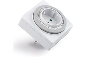 conecto timer meccanico per presa a muro, timer 24 ore, 96 segmenti di commutazione, interruttore per on/off, IP20, 3500 Watt, bianco