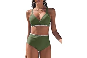 UMIPUBO Damski dwuczęściowy strój kąpielowy push-up seksowne głębokie bikini z wysokim stanem wyściełany biustonosz seksowny strój kąpielowy Cross Beachwear