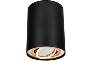 EDO Punktowa oprawa sufitowa natynkowa lampa sufitowa SKAND 1 Black Gold z gniazdem GU10 IP20 reflektor downlight z aluminium spot natynowy oświetlenie wewnętrzne EDO777224 okrągła czarna złota