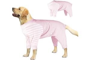 Lelepet Body Chien Post Operatoire Femelle Male, Body pour Chien Après Stérilisation, Combinaison de Récupération Protection Anti-Léchage, Alternative au Collier pour Grande Chien, Rose XL