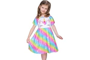 Beinou Mädchen Nachthemd Einhorn Prinzessin Nachtwäsche Nachtkleid Kurzarm Nachthemd für Kinder