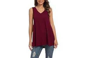 AUSELILY Camiseta sin Mangas con Cuello en V sin Mangas de Verano para Mujer Blusa sin Mangas