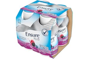 Ensure Plus Supplemento Nutrizionale Ipercalorico con Proteine, privo di Fibre |Formato bevanda| Alimento a fini medici speciali completo e bilanciato | Confezione 4x200ml Gusto Frutti di Bosco