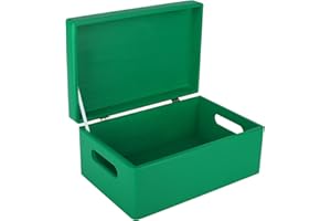 Creative DECO Verde Grande Caja Madera Decorativa Almacenaje | Con Tapa y Asas | 30 x 20 x 14 cm (+/-1cm) | Cofre Decorar Regalo Decoupage | Juguetes Documentos Objetos de Valor Herramientas