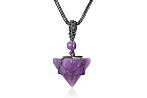 CrystalTears Collana di pietre preziose di collana di cristallo curativo Ciondolo a piramide avvolto in filo metallico Collana di gioielli per uomo e donna Regali di Natale per la festa della mamma