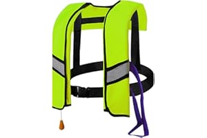 LIXQQS Gilet de Sauvetage Gonflable Automatique: 150N Veste Flottante Légère avec Sifflet pour Kayak Bateau Natation Adultes Enfants Jusqu’à 150kg