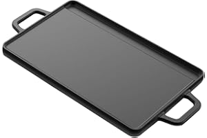 tepro Universal Guss-Wendeplatte Grösse M aus emaillierten Gusseisen mit beidseitig nutzbarer Grillfläche glatt und geriffelt, Maße ca. 36 x 20 x 1,5 cm