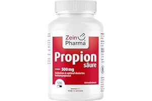 ‎ZEINPHARMA ZeinPharma Propionsäure 500mg 120 Kapseln - Natrium Propionat rein und in optimaler Dosierung, Darmflora Kapseln, Nahrungsergänzungsmittel vegan, laborgeprüft