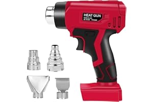 ROADTIME Cordless Hot Air Gun Compatible with Milwaukee M18 18V Battery, Max. 430℃ Cordless Heat Gun with 4 Nozzles for Paint Stripping, Bending Pipes, DIY (No Battery)
