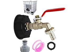 HUFHNWSO Bache Cuve 1000l S60x6 IBC Raccord Cuve 1000 litres De Tuyau 1/2", Adaptateur Cuve 1000l Eau De Pluie,pour Robinet De Jardin,Raccord Tuyau d'Arrosage