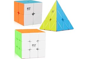 D-FantiX Speed Cube Set, QY Toys Zauberwürfel Original 3 Pack, Qidi S2 2x2 Warrior W 3x3 Qiming Pyramid Stickerless Speedcube Bundle Puzzle Toys