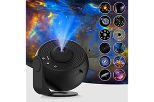 DECHOGA Projektor gwiazdy niebo LED, lampa LED, dekoracja pokoju estetycznego, realistyczne gwiaździste niebo z 12 dyskami filmowymi, Bluetooth na prezenty (czarny)