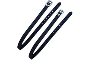 Faderr Equestrian Leather Spur Straps with Buckle, Solid Spur Strap Horse Riding PU Leather Accessories Leather Spur Straps(Black)