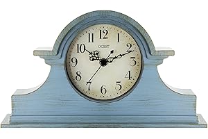 OCEST Kaminuhr, Vintage-Bauernhaus Tischuhr, Napoleon-Schreibtisch-Regal-Uhr, Heim-Tischdekoration Büro Kunst-Schreibtischuhr, Blau