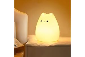 FOMYHEARD Luce Notturna Bambini, RGB Lampada Notturna Per Bambini, Dimmerabile Lucina Notte Bambini, Funzione Timer 7 Colori USB Ricaricabile LED Silicone Regalo Neonato Cameretta