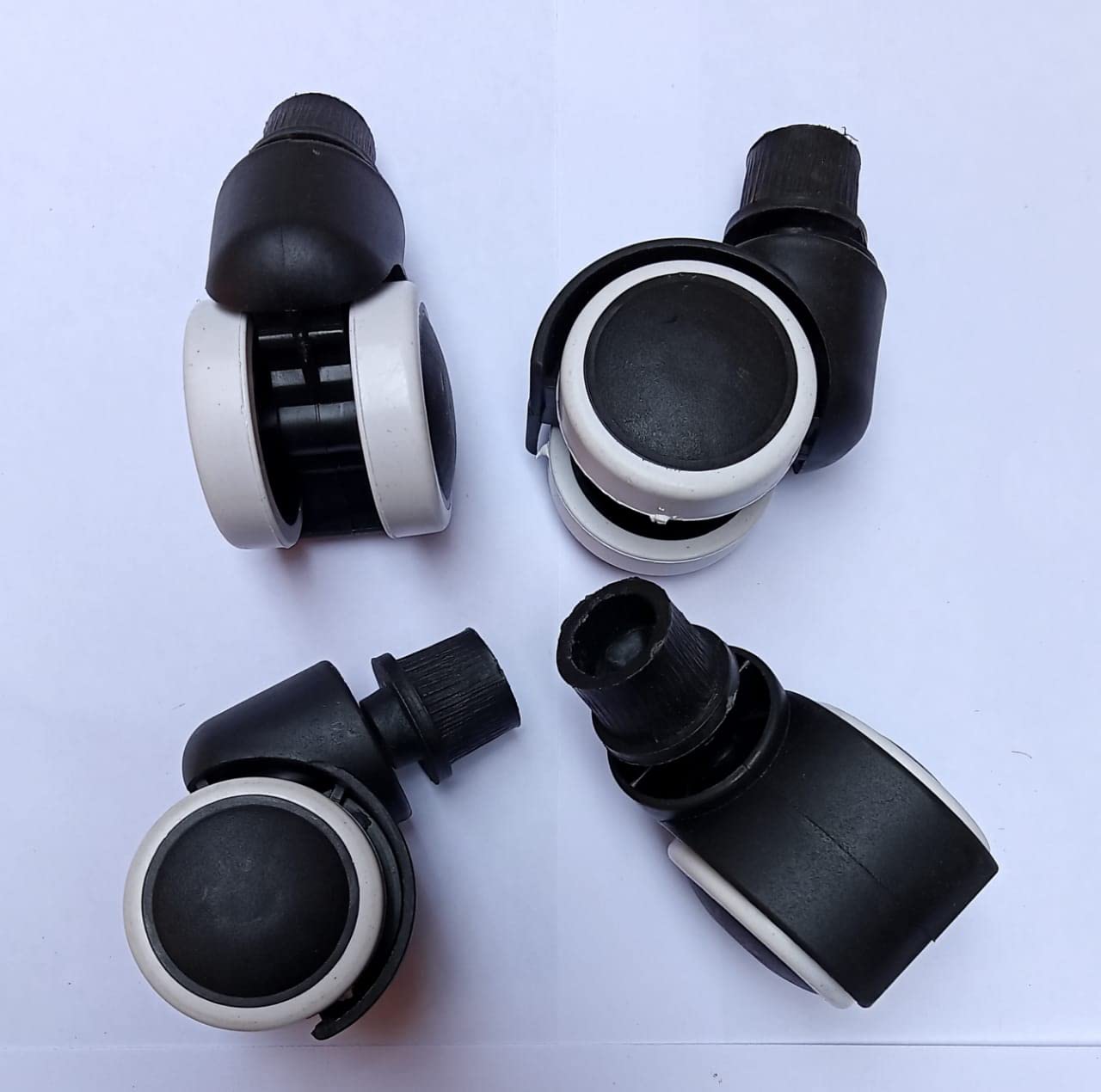 Castersman 2" Inch Heavy Symphony Cooler Wheels, 24mm Piller Size (Pack of 4 Pcs) Black & White