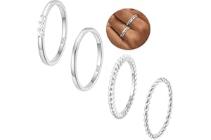 Rajputana 4PC Gold Rings for Women, S925 Sterling Silver 14k Gold Filled Plated Stackable Thin Thumb Ring Set Cubic Zirconia Dainty Stack Gold Knuckle Rings Set Size 6-10