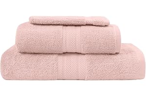 Sensei La Maison du Coton Luxury 3-Piece Set (1 Bath Sheet + 1 Hand Towel + 1 Glove), Cotton, Powder, 140X200